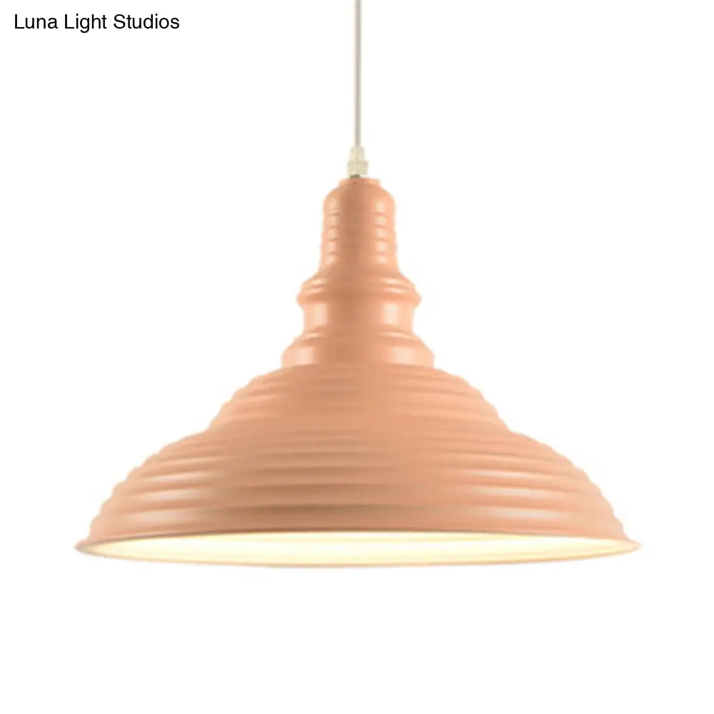 Nordic Metal Pot-Lid Shade Pendant Light Stylish Hanging Ceiling Lamp For Dining Room With Ruffle