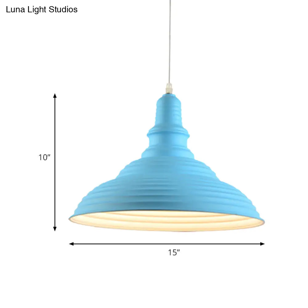 Nordic Metal Pot-Lid Shade Pendant Light Stylish Hanging Ceiling Lamp For Dining Room With Ruffle