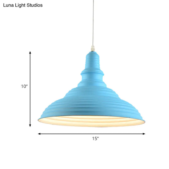 Nordic Metal Pot-Lid Shade Pendant Light Stylish Hanging Ceiling Lamp For Dining Room With Ruffle