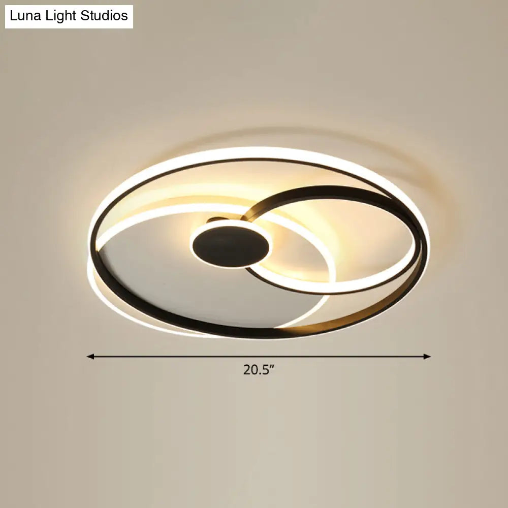 Nordic Metal Led Ceiling Flush Light - Circle Design In Black & White / 20.5’
