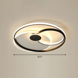 Nordic Metal Led Ceiling Flush Light - Circle Design In Black & White / 20.5’