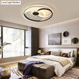 Nordic Metal Led Ceiling Flush Light - Circle Design In Black & White