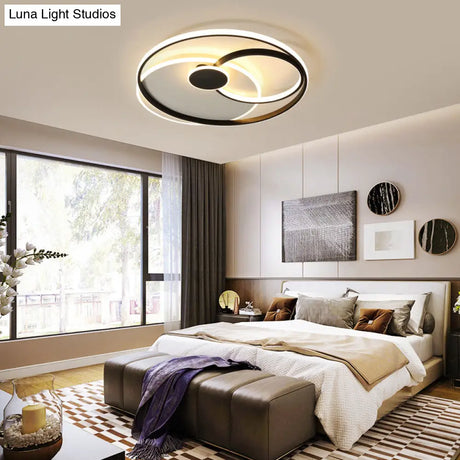 Nordic Metal Led Ceiling Flush Light - Circle Design In Black & White