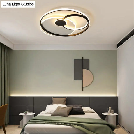 Nordic Metal Led Ceiling Flush Light - Circle Design In Black & White