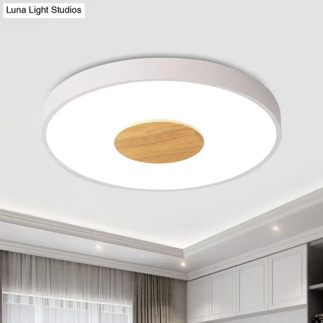 Nordic Metal Led Ceiling Light - Circular Flush Mount With Acrylic Diffuser 12’/16’/19.5’
