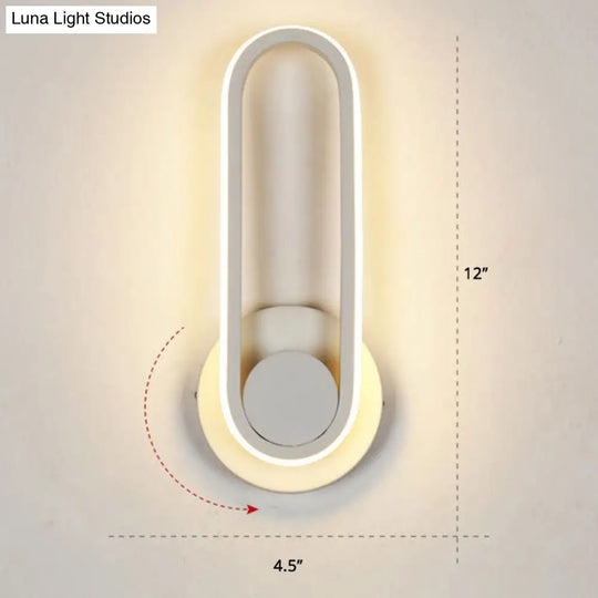 Nordic Metal Led Rotatable Oblong Wall Mount Lamp For Bedroom Lighting