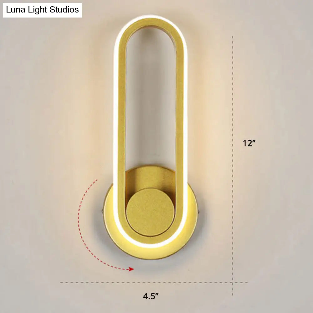 Nordic Metal Led Rotatable Oblong Wall Mount Lamp For Bedroom Lighting