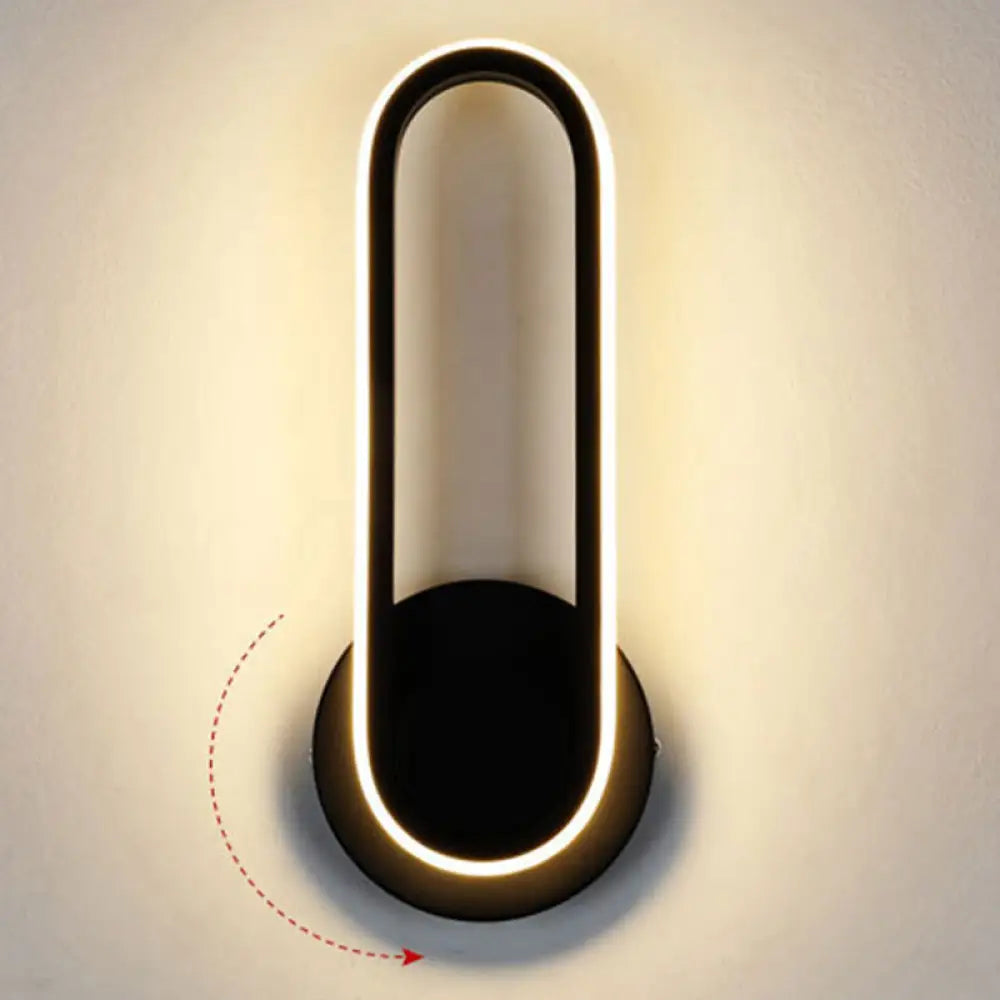Nordic Metal Led Rotatable Oblong Wall Mount Lamp For Bedroom Lighting Black / Warm