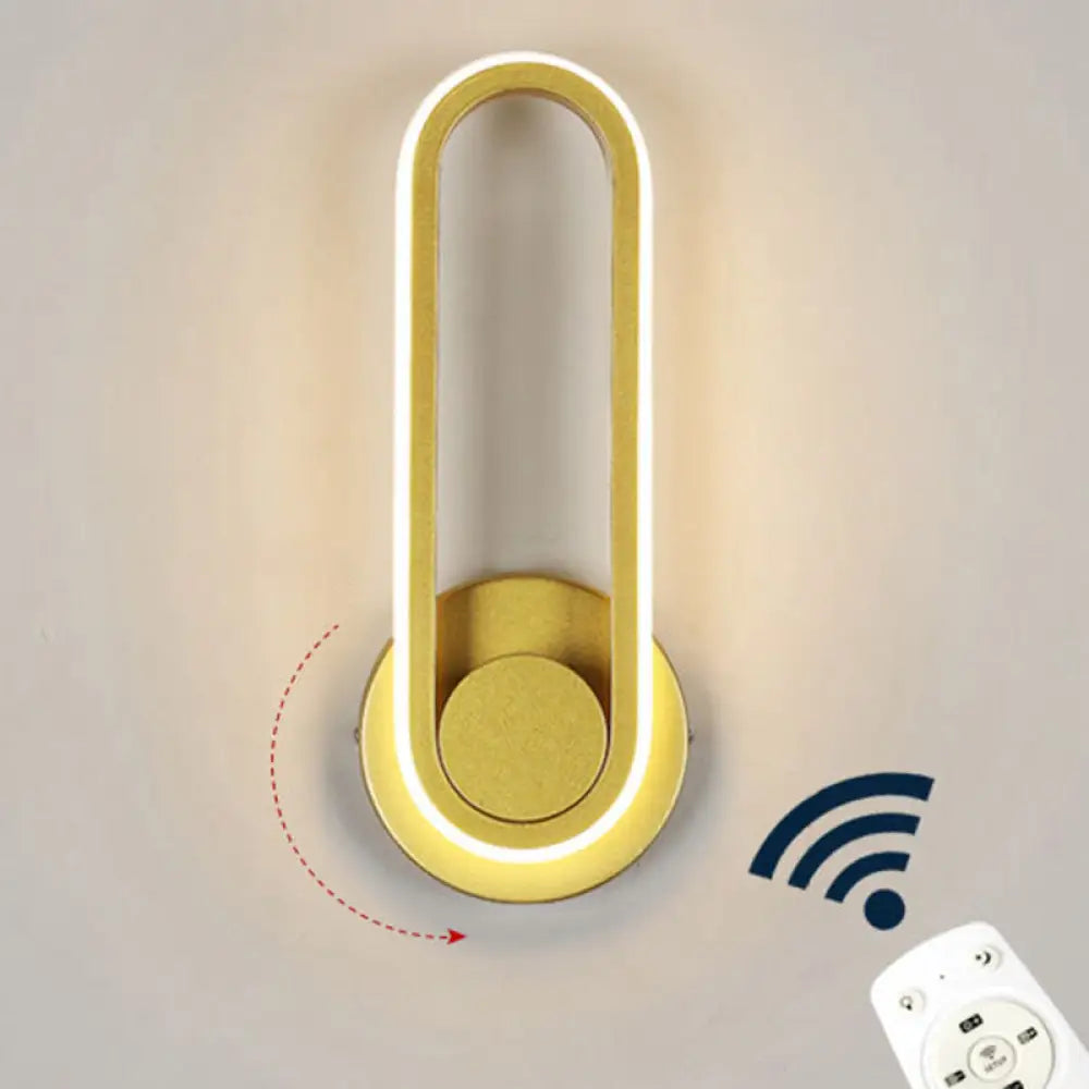 Nordic Metal Led Rotatable Oblong Wall Mount Lamp For Bedroom Lighting Gold / Remote Control
