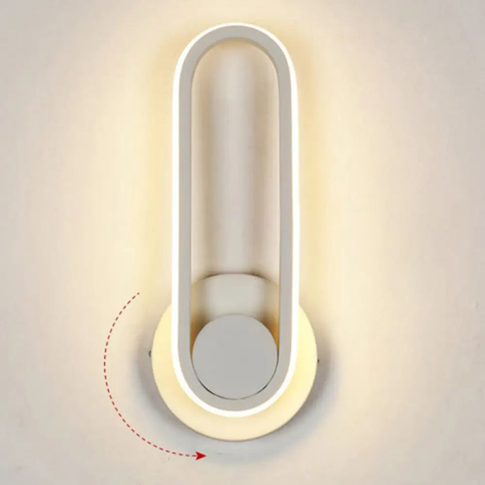 Nordic Metal Led Rotatable Oblong Wall Mount Lamp For Bedroom Lighting White / Third Gear