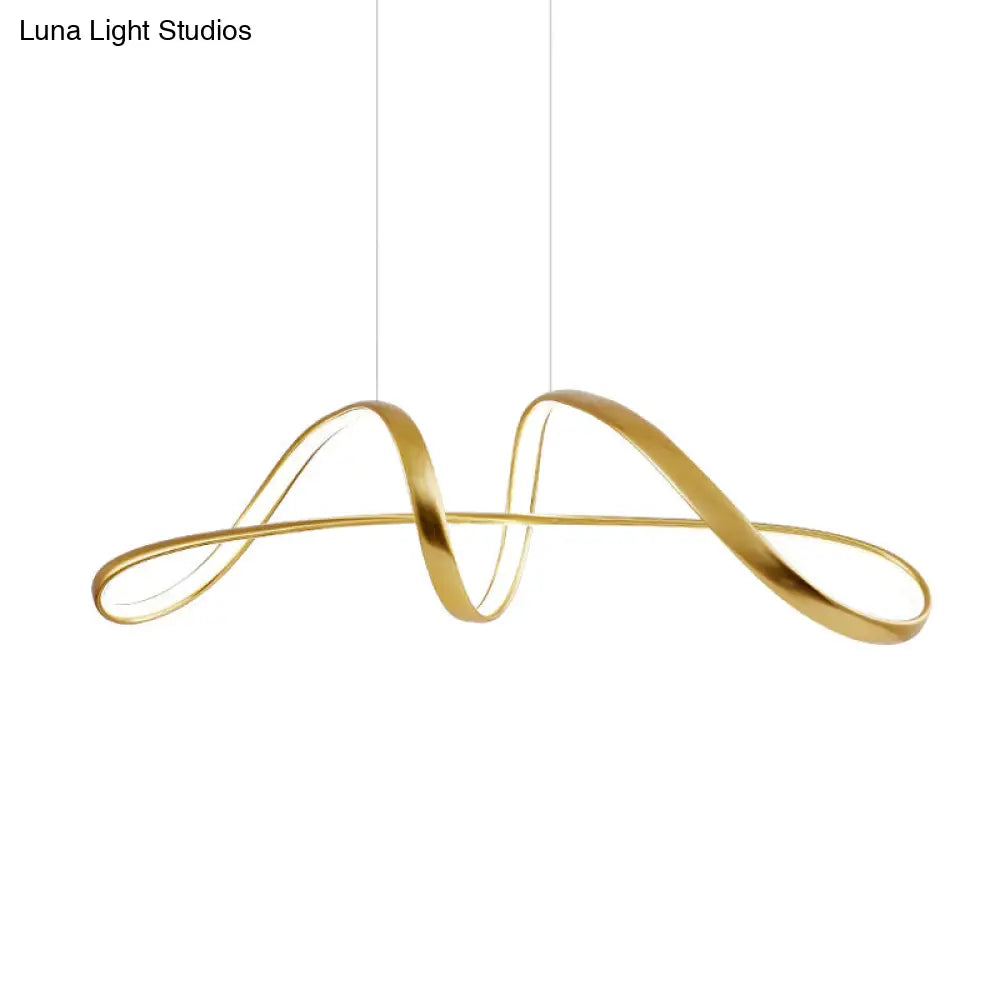 Nordic Metal Led Suspension Lamp: Gold Plated Twist Design For Restaurant Island Lighting