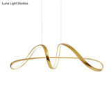Nordic Metal Led Suspension Lamp: Gold Plated Twist Design For Restaurant Island Lighting