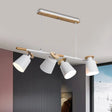 Nordic Metal Linear Chandelier - 4 Head Island Lighting In Green/Grey/White For Restaurants White