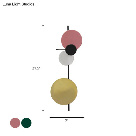 Nordic Metal Moon Wall Light - Moveable Flush Mount Sconce In Black/White/Pink With Led White/Yellow