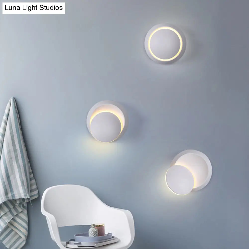Nordic Metal Moon Wall Light - Moveable Flush Mount Sconce In Black/White/Pink With Led White/Yellow
