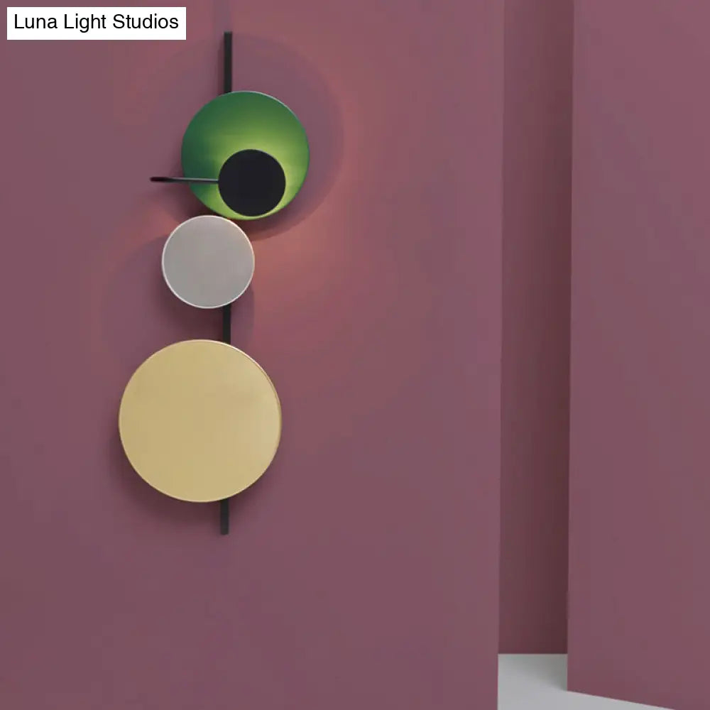 Nordic Metal Moon Wall Light - Moveable Flush Mount Sconce In Black/White/Pink With Led White/Yellow
