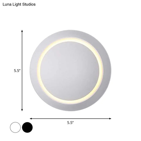 Nordic Metal Moon Wall Light - Moveable Flush Mount Sconce In Black/White/Pink With Led White/Yellow