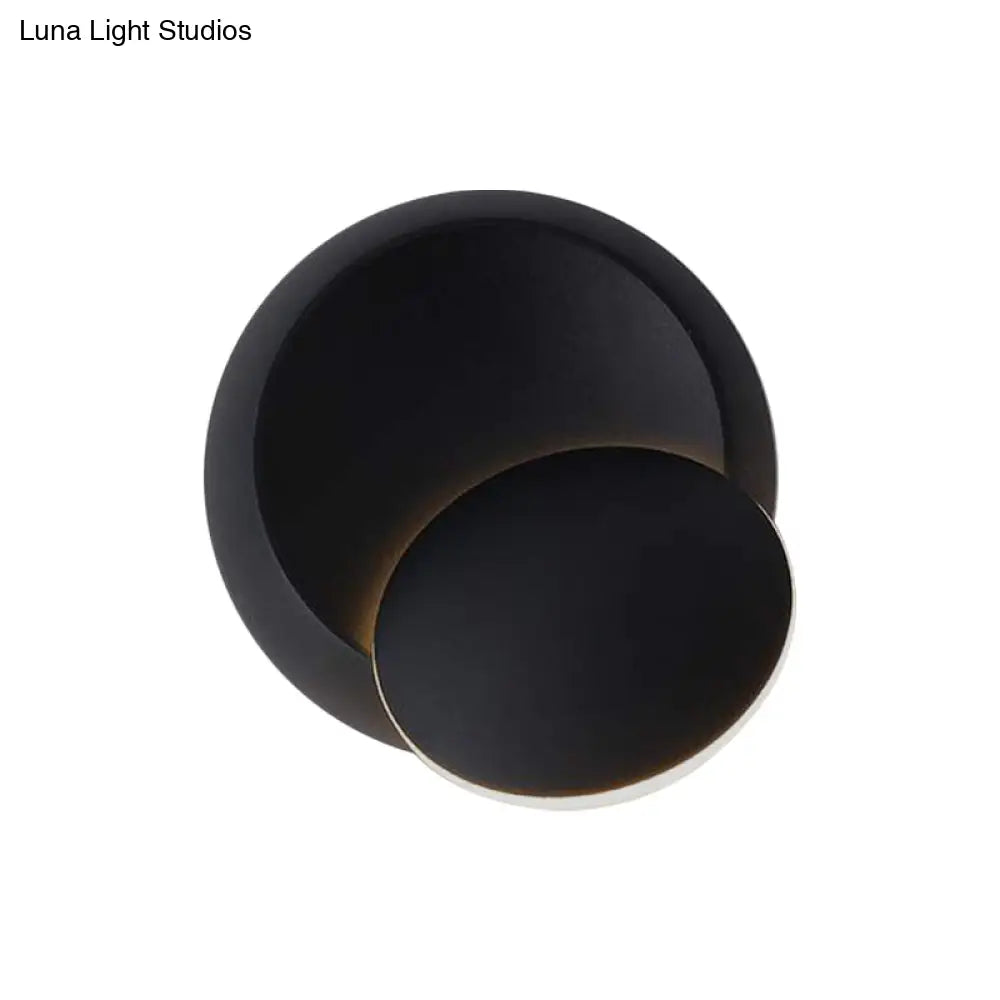 Nordic Metal Moon Wall Light - Moveable Flush Mount Sconce In Black/White/Pink With Led White/Yellow