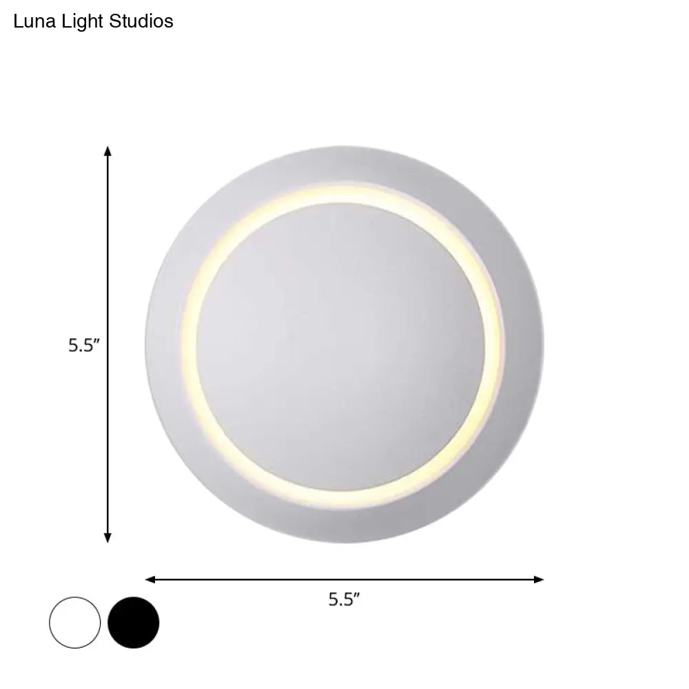 Nordic Metal Moon Wall Light - Moveable Flush Mount Sconce In Black/White/Pink With Led White/Yellow
