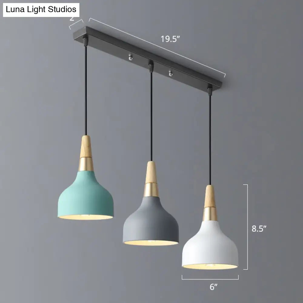 Nordic Metal Multi Pendant Light Fixture Drop-Like Design 3 Bulb Suspension For Dining Room Black /