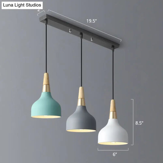 Nordic Metal Multi Pendant Light Fixture Drop-Like Design 3 Bulb Suspension For Dining Room Black /