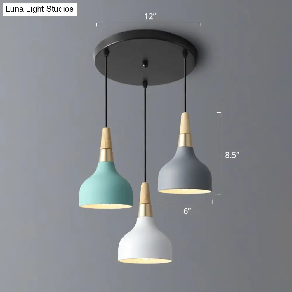 Nordic Metal Multi Pendant Light Fixture Drop-Like Design 3 Bulb Suspension For Dining Room Black /