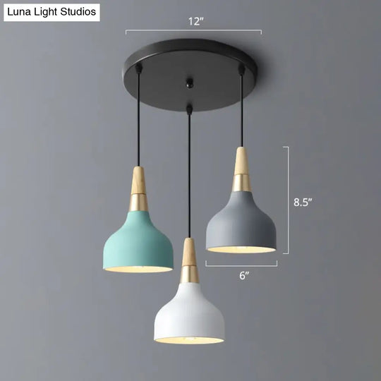 Nordic Metal Multi Pendant Light Fixture Drop-Like Design 3 Bulb Suspension For Dining Room Black /