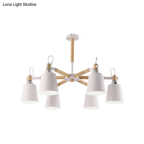 Nordic Metal Pendant Light Fixture - 6-Light Tapered Shade Design For Bedroom