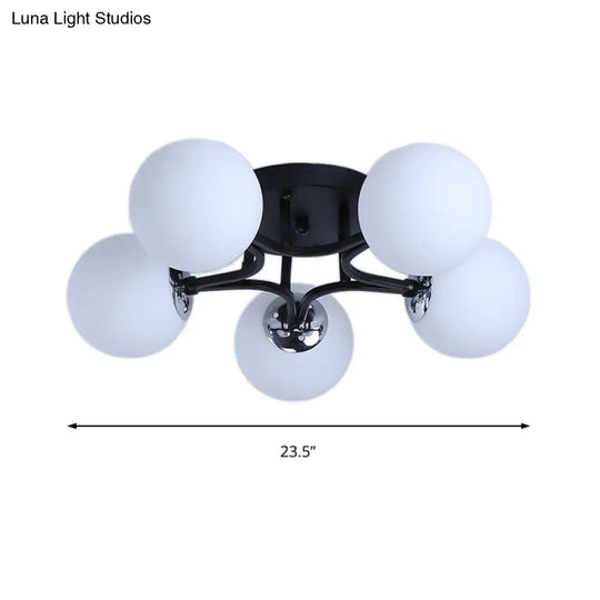 Nordic Metal Semi Flush Mount Light With Globe Glass Shade - 3/5/9 Lights For Living Room