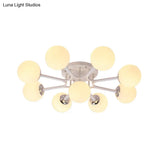 Nordic Metal Semi Flush Mount Light With Globe Glass Shade - 3/5/9 Lights For Living Room