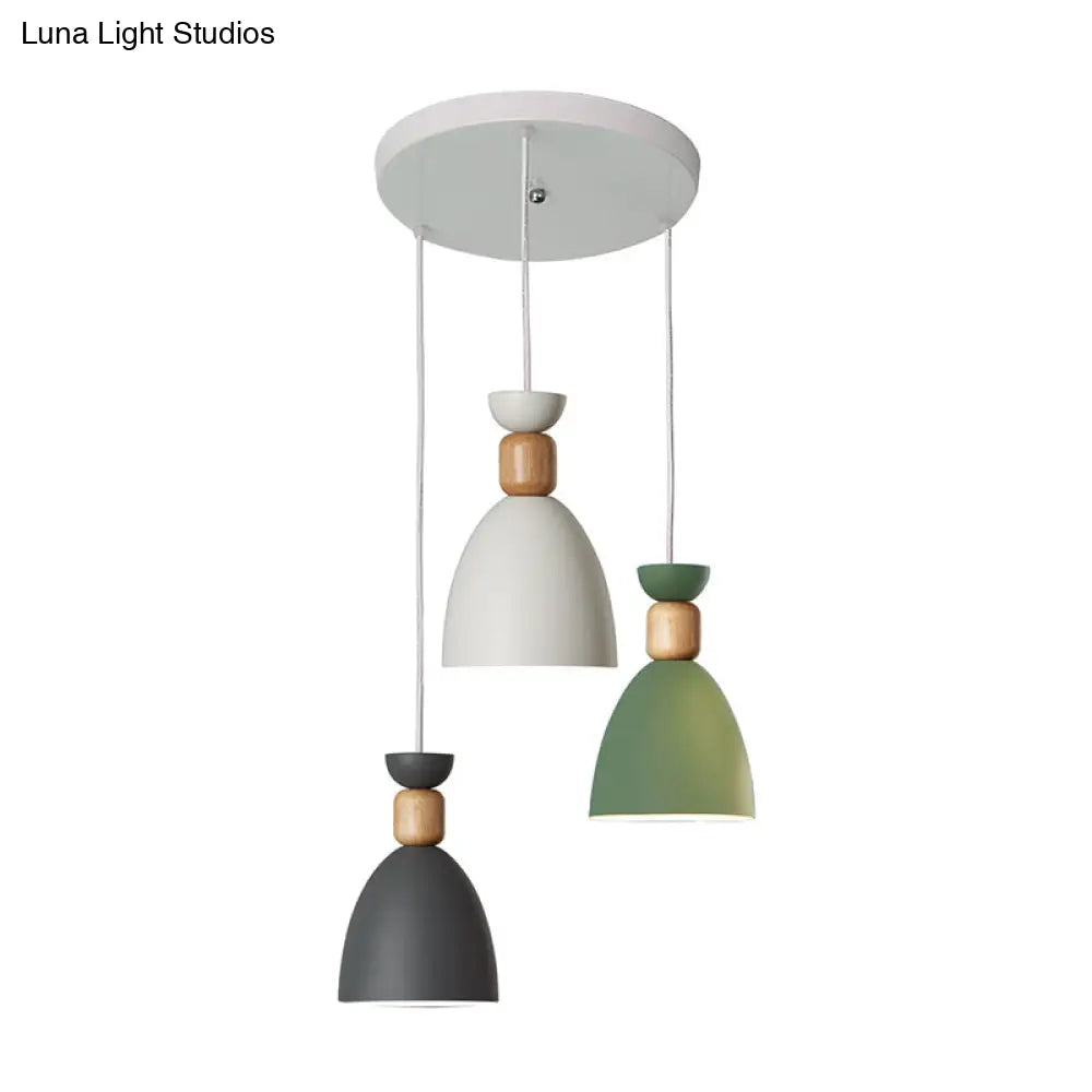 Nordic Metal Wine Cup Multi Pendant Light With 3 Bulbs For Elegant Table Lighting White / Round