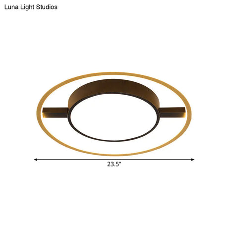 Nordic Metallic Led Ceiling Lamp - Ring And Drum Flush Mount In Warm/White Light Options Black