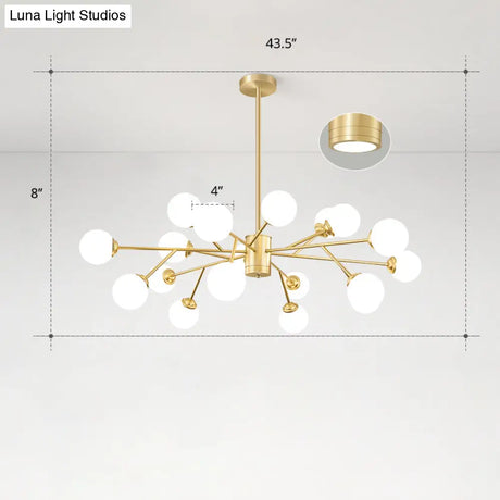 Nordic Milky Glass Chandelier Gold Suspension Light For Living Room