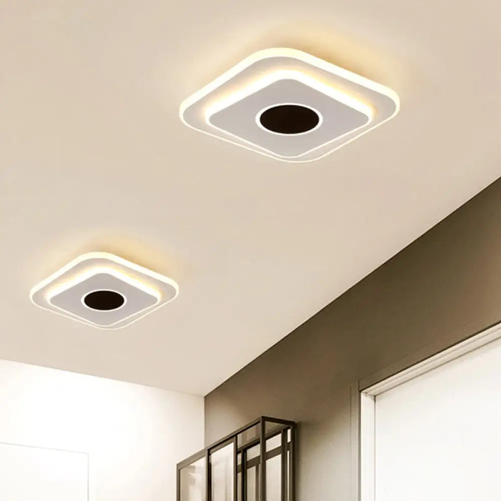Nordic Mini Thin Flushmount Acrylic Led Ceiling Light - Warm/White Black-White / White Square Plate