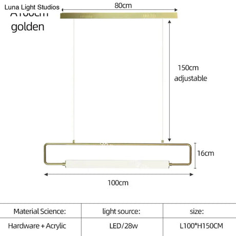 Nordic Minimalist Bar Hanging Rectangular Frame Pendant Light Pendant