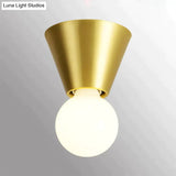 Nordic Minimalist Hall Brass Ceiling Lamp A Tricolor Light