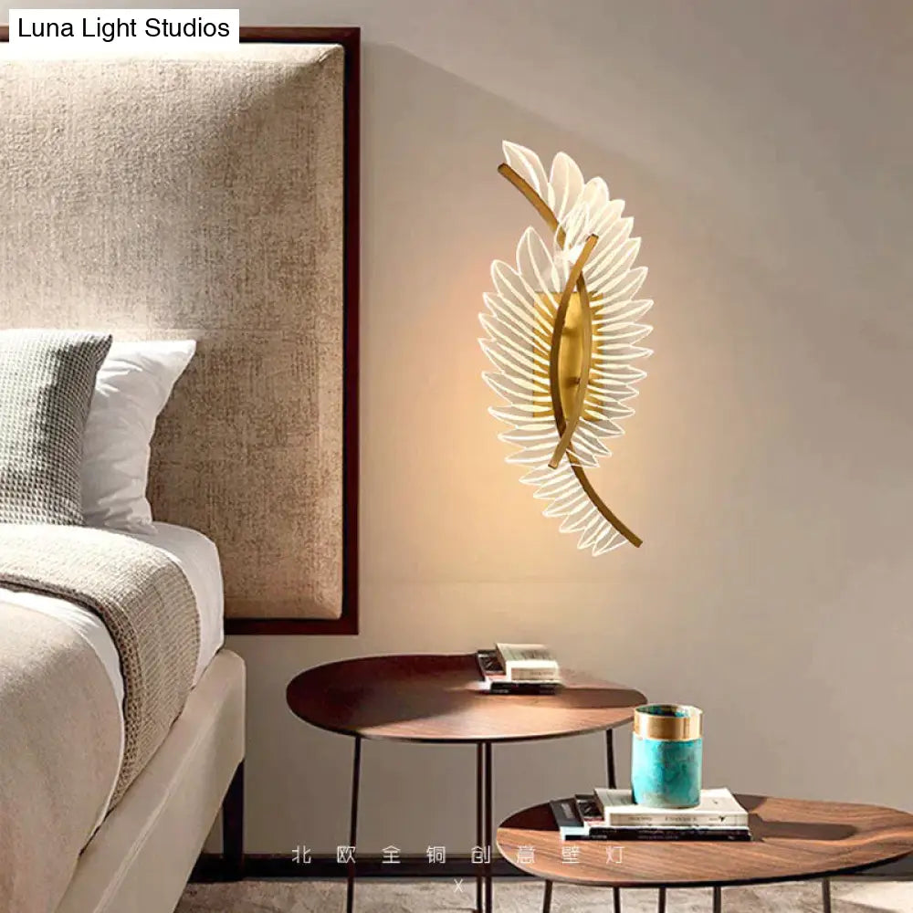 Nordic modern art bedside feather LED Wall Lamp Wall Light