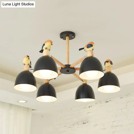 Nordic Modern Iron Chandelier With Bird Deco Lighting For Living Room Décor