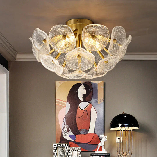 Plafonnier de lampe de cuivre de cristal de luxe de lumière moderne nordique