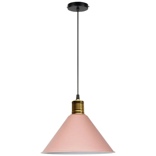 Nordic Modern Metal Tapered Hanging Light - Stylish 1-Light Restaurant Ceiling Pendant Lamp Pink /