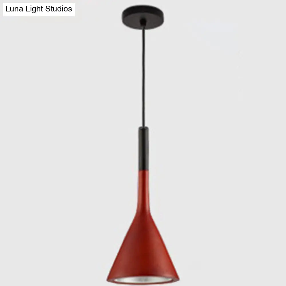 Nordic Modern Resin Tapered Hanging Light - Stylish 1-Light Restaurant Pendant Lamp Red