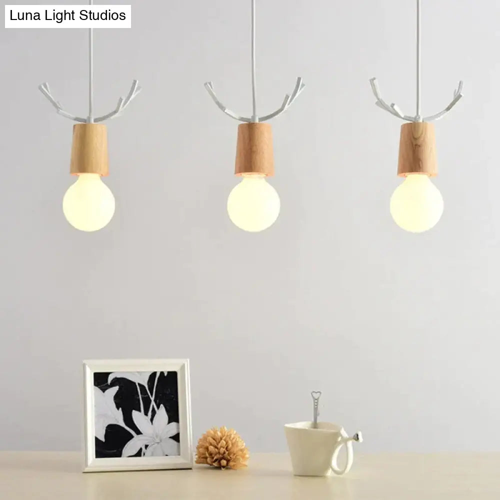 Nordic Modern Simple Wood Little Antlers Pendant Lights Restaurant Dining Table Kitchen Bed