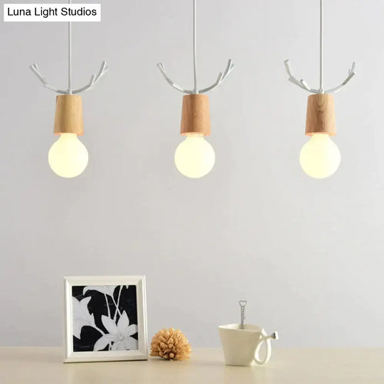 Nordic Modern Simple Wood Little Antlers Pendant Lights Restaurant Dining Table Kitchen Bed