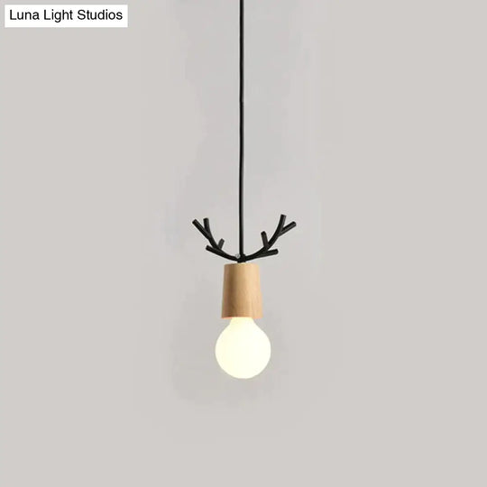 Nordic Modern Simple Wood Little Antlers Pendant Lights Restaurant Dining Table Kitchen Bed