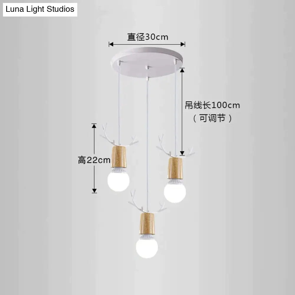 Nordic Modern Simple Wood Little Antlers Pendant Lights Restaurant Dining Table Kitchen Bed