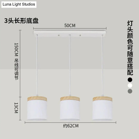 Nordic Modern Wood Aluminum E27 Pendant Lights Living Room Dining Bedside Table Decorative Lighting