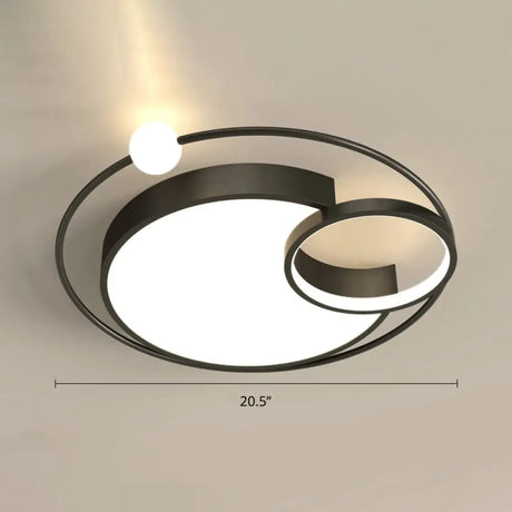 Nordic Moon Led Metal Ceiling Light For Bedroom Black / 20.5’ White