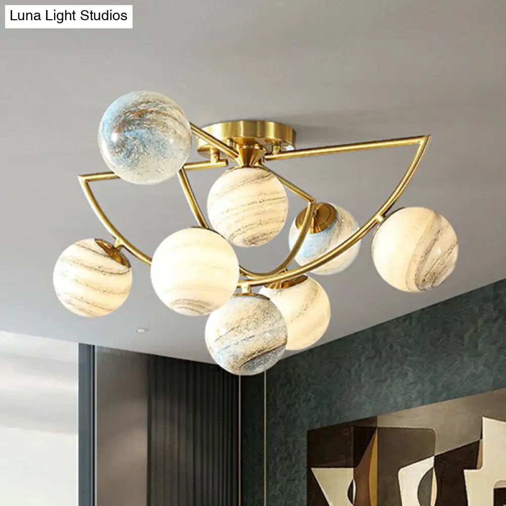 Nordic Ombre Glass Ceiling Lamp With Gold Finish For Bedroom
