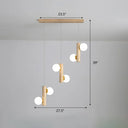 Nordic Opal Glass Ball Cluster Pendant Light For Dining Room 6 / Wood