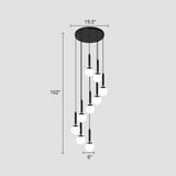 Nordic Opal Glass Spiral Ball Pendant Light For Stairways And Ceilings 9 / Black